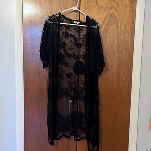 Ember Black Lace Kimono Robe UGC sz L